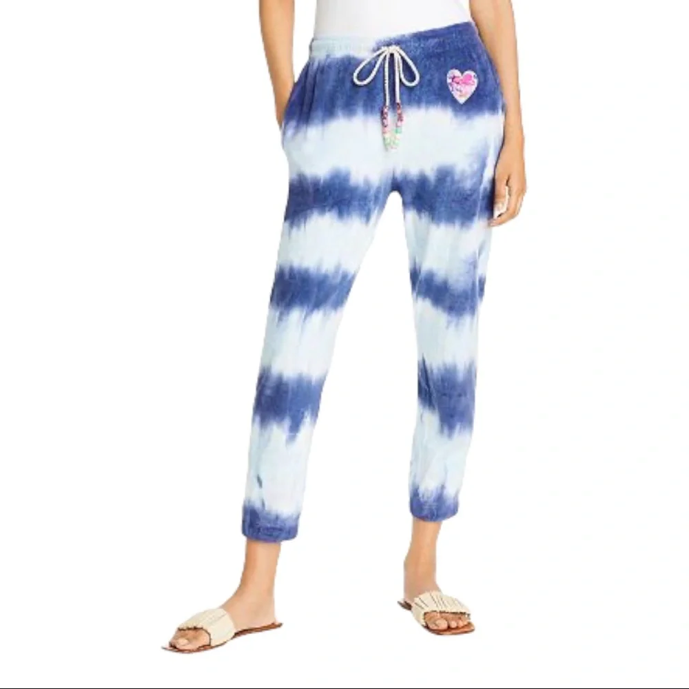 LoveShackFancy Santinella Tie Dyed Lounge Pant Blue Size Large NWT - Picture 1 of 7